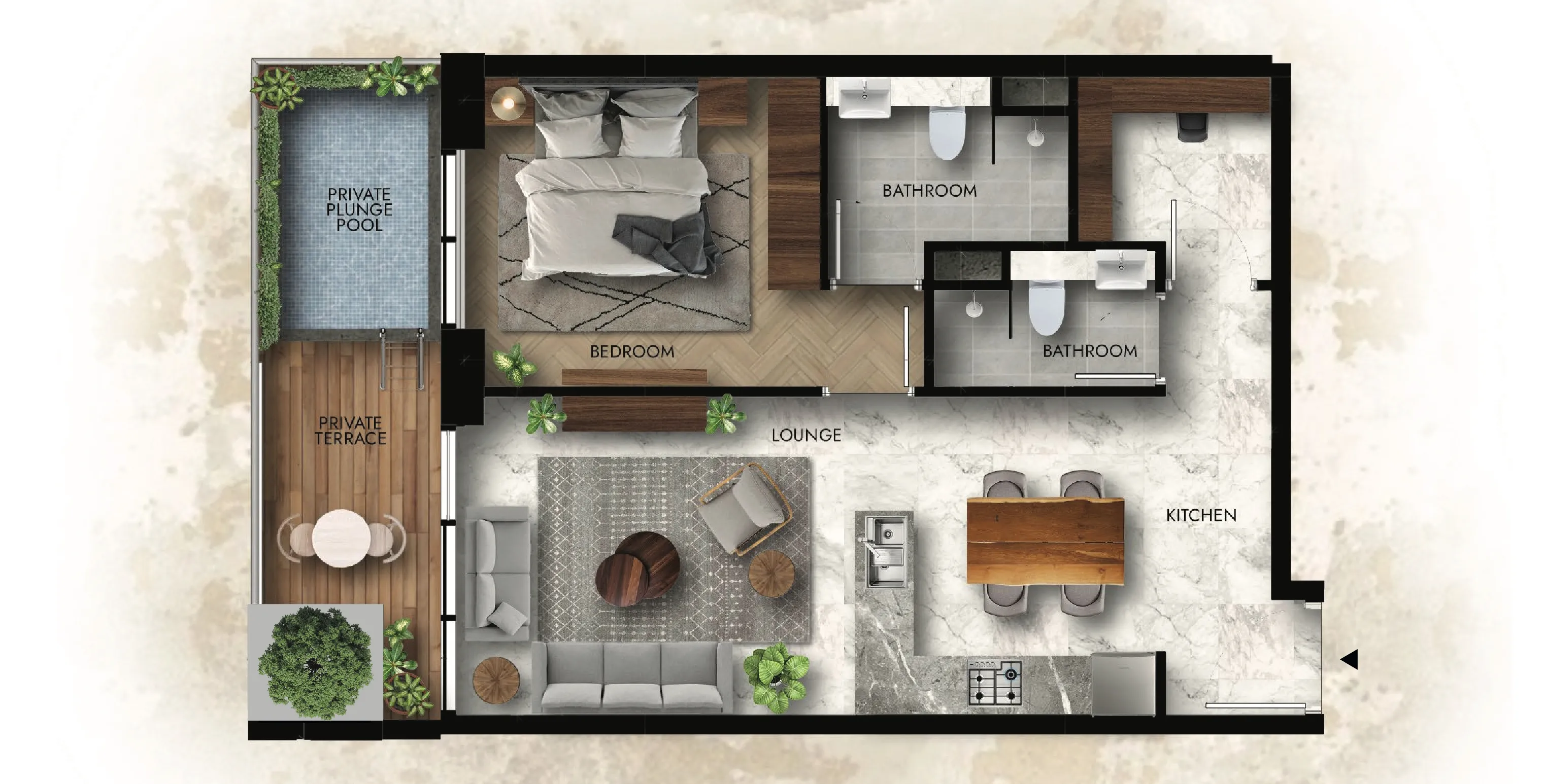 Lucky Royale Residence 1 bed floor plan, 892 sqft