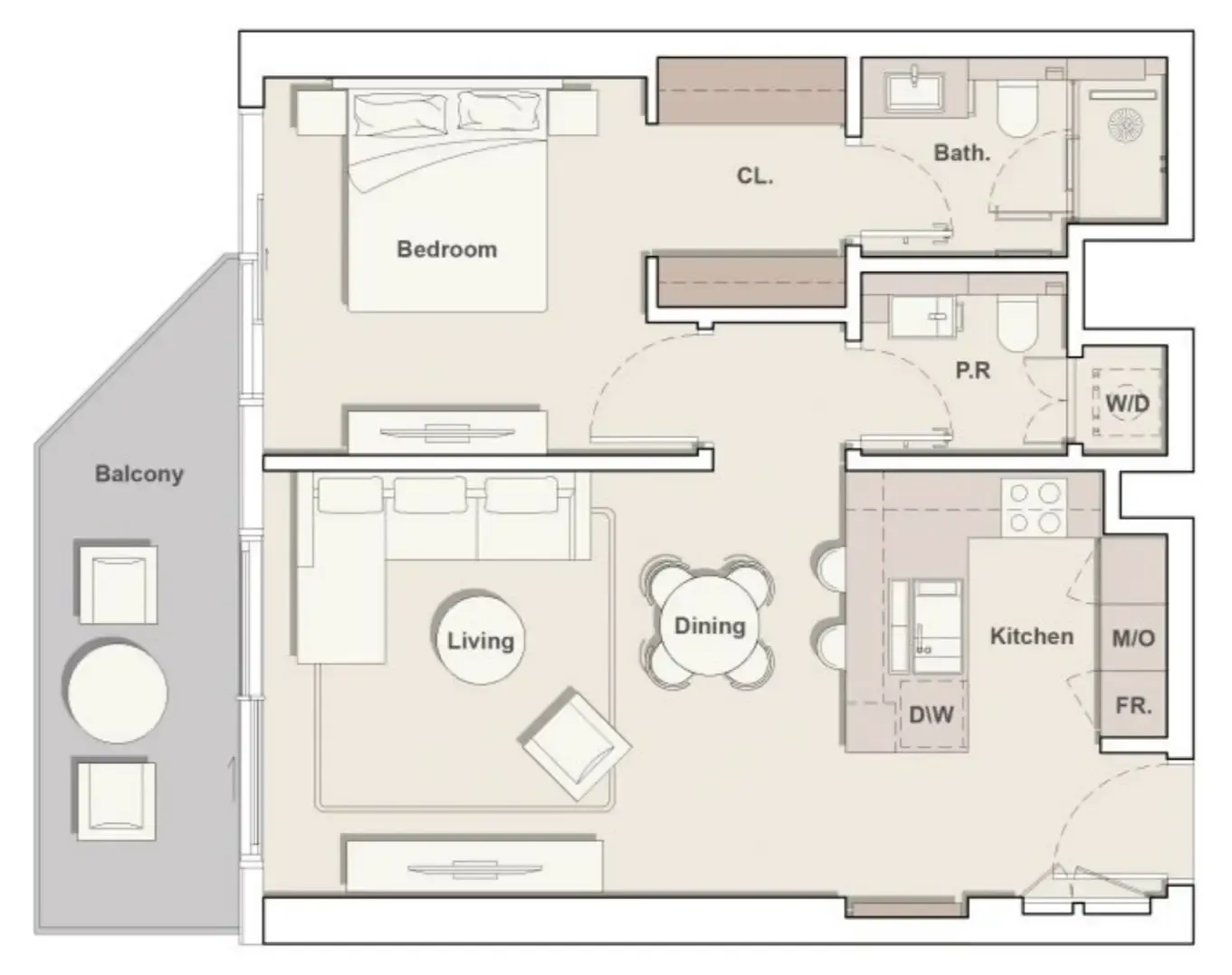 Eltiera Views 1 bed floor plan, 834 sqft