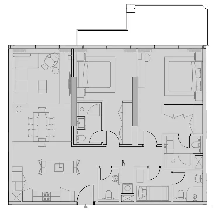 Wynwood Horizon 2 bed floor plan, 1,397 sqft