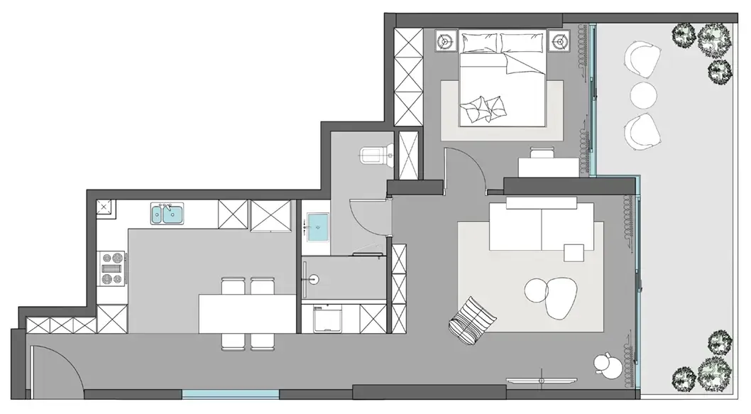 Dreamlife Residences 1 bed floor plan, 897 sqft