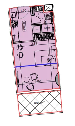 Binghatti Hillviews Studio floor plan, 426 sqft