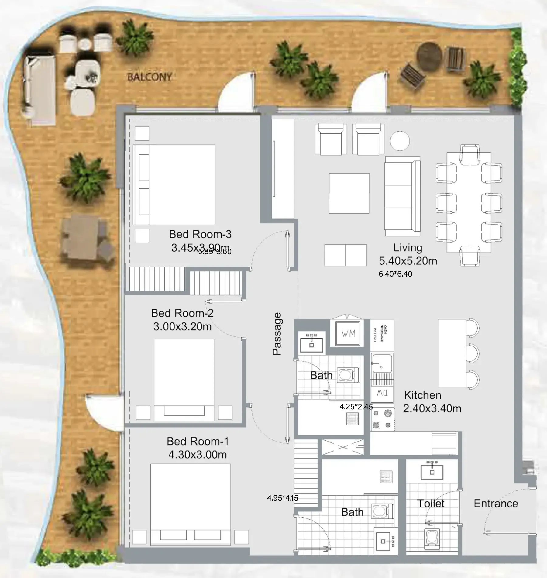 311 Boulevard 3 bed floor plan, 1,780 sqft
