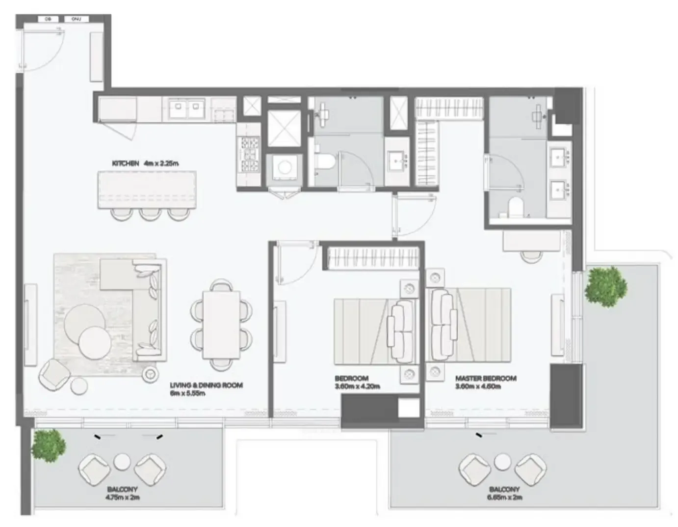 Mansory Residences by Amaal 2 bed floor plan, 1,583 sqft