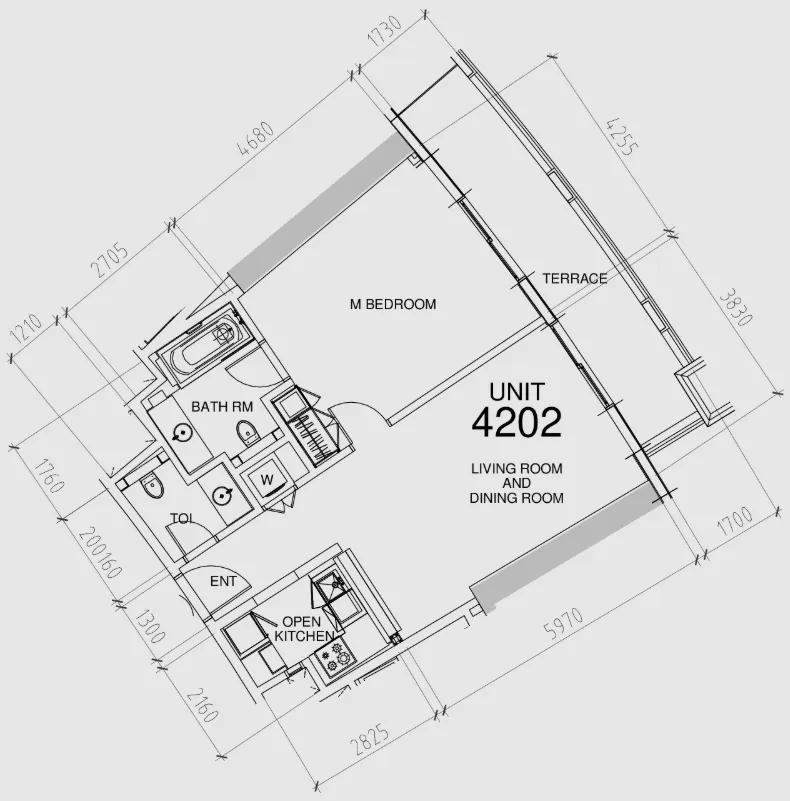 Damac Towers by Paramount 1 bed floor plan, 939 – 948 sqft