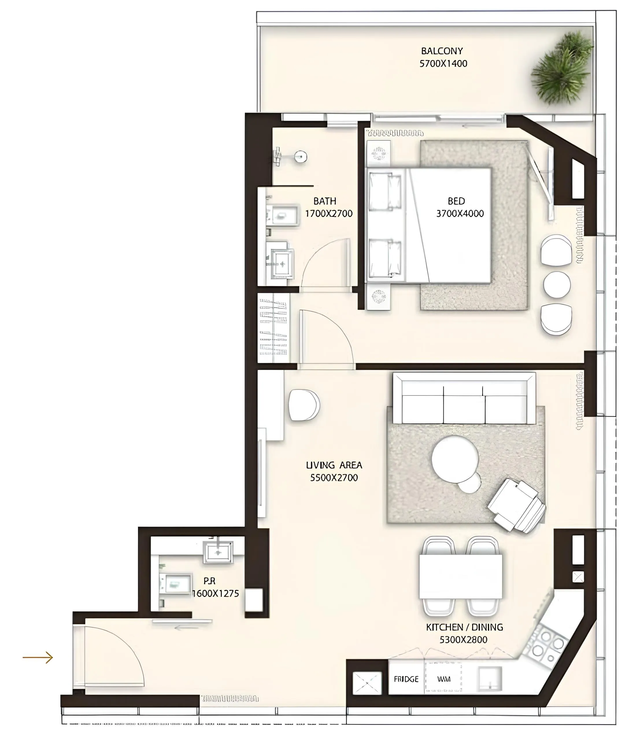 Condor Golf Links 18 1 bed floor plan, 804 sqft