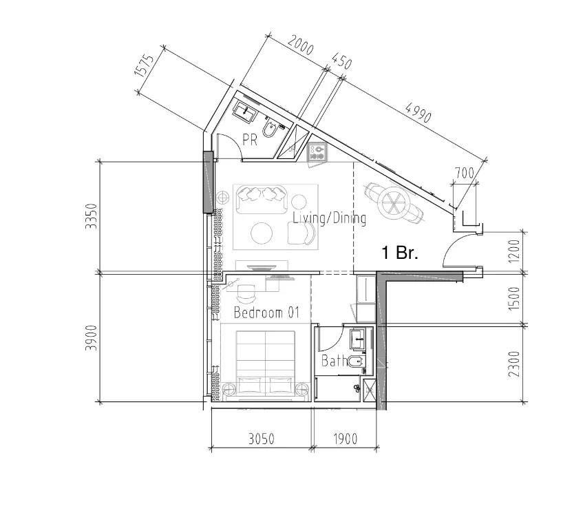 Damac Hills 2 - Hotel Edge by Rotana 1 bed floor plan, 555 sqft