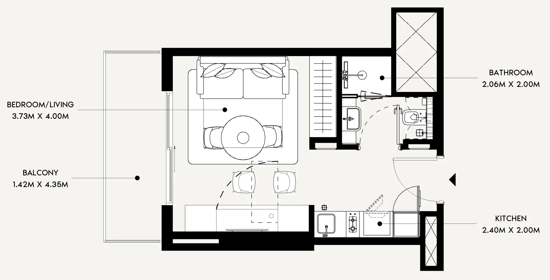 Azizi Leily Studio floor plan, 337 sqft