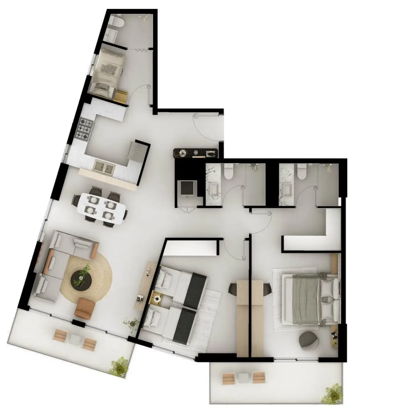 Viera Residences 2 bed floor plan, 1,384 sqft