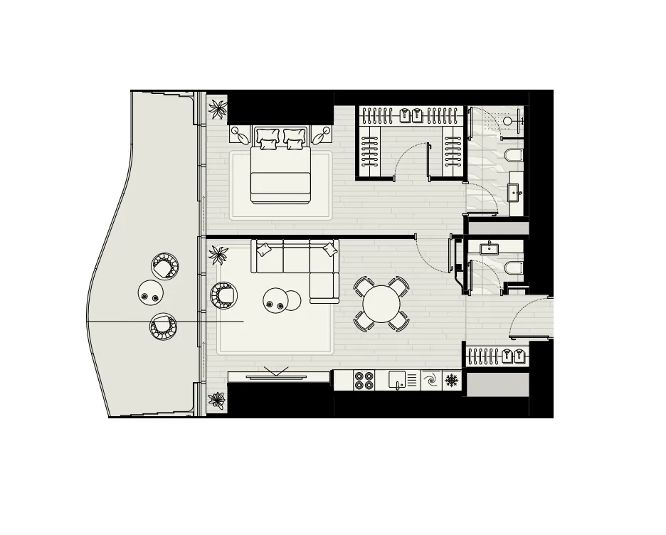 LIV Maritime 1 bed floor plan, 1,171 sqft
