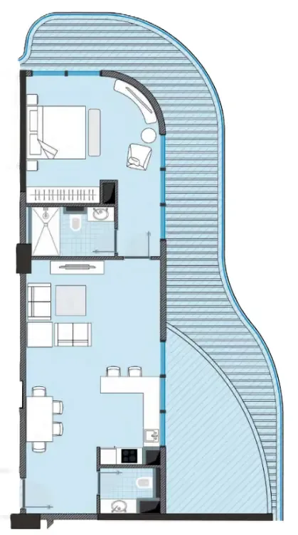 NEXT Coral 1 bed floor plan, 946 sqft