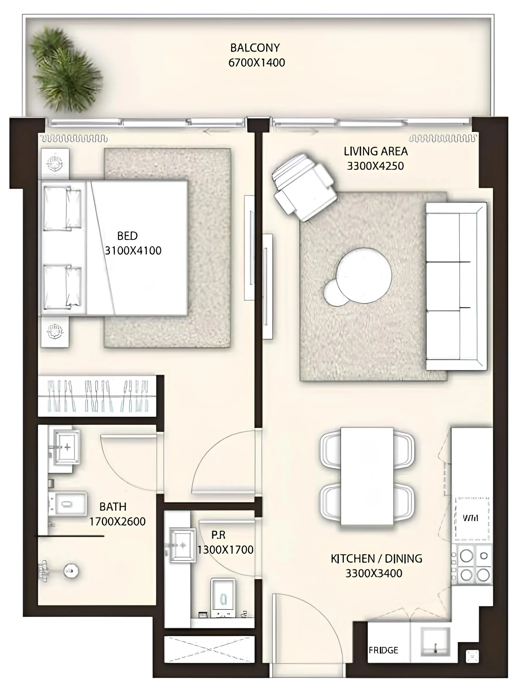 Condor Golf Links 18 1 bed floor plan, 650 sqft