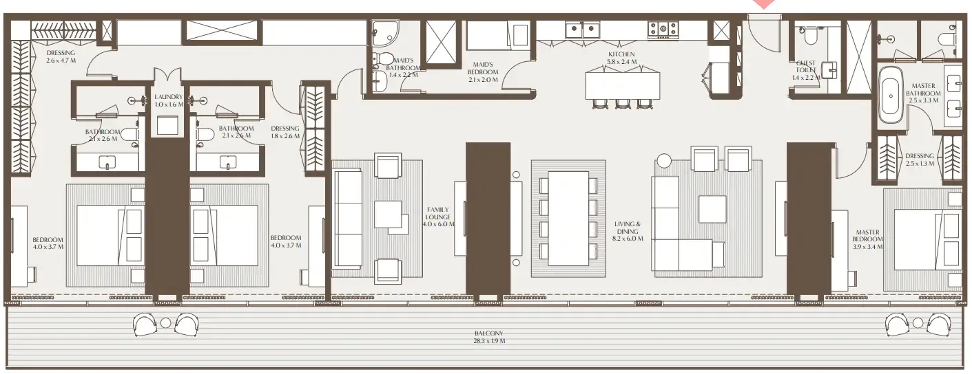 Akala Residences 3 bed floor plan, 3,126 sqft
