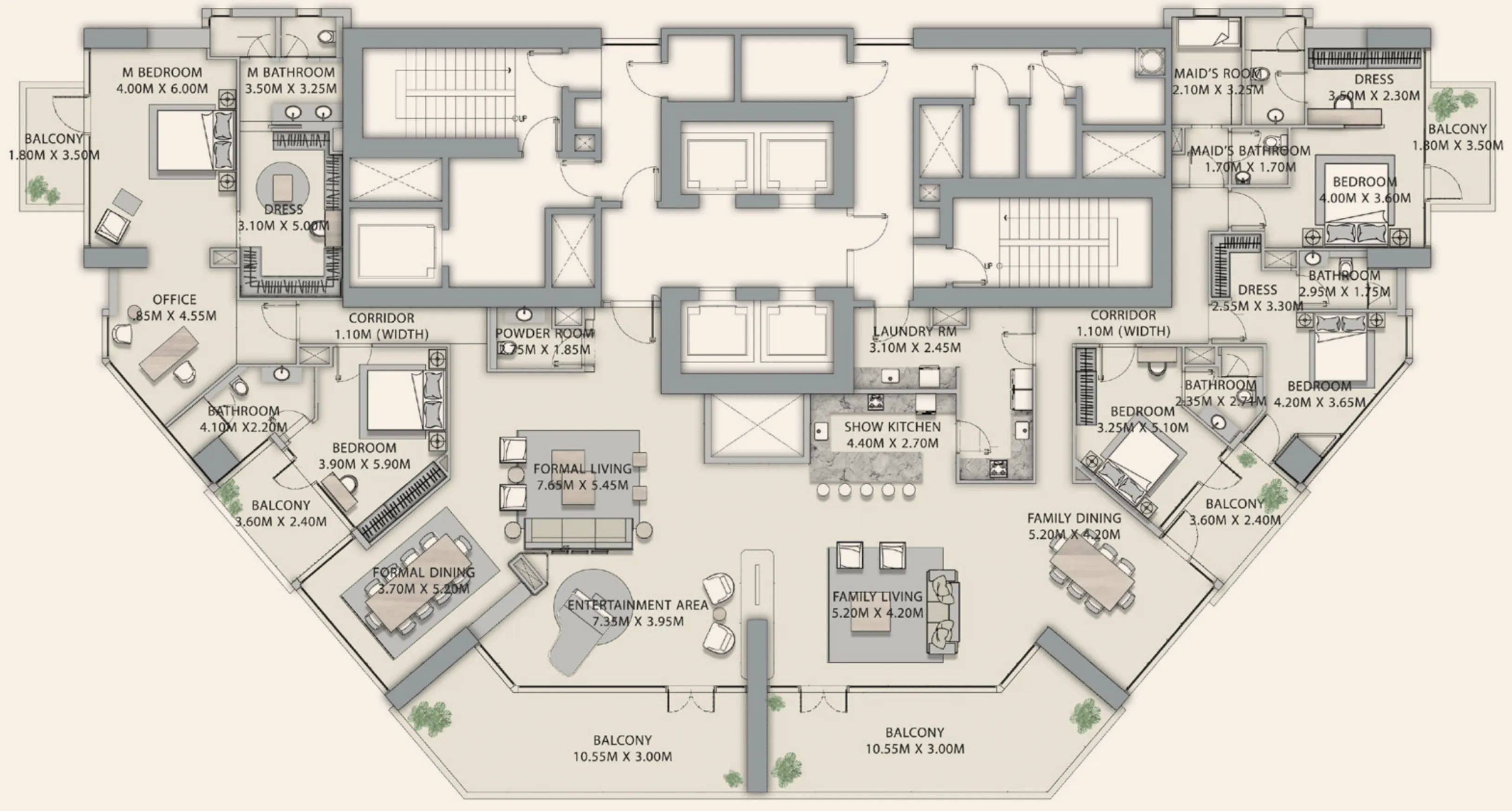 Velor Penthouses 5 bed floor plan, 6,018 sqft