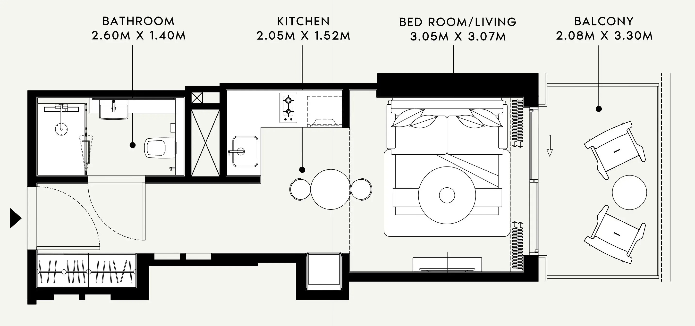 Azizi Venice Studio floor plan, 386 sqft