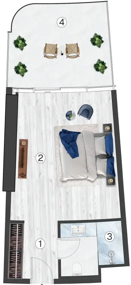 Radisson Blu Hotel & Residences Studio floor plan, 540 sqft