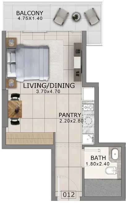Arlington Park 2 Studio floor plan, 420 sqft