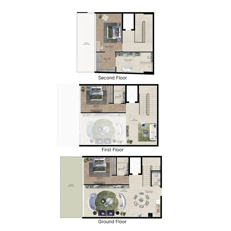 Elle Residences 3 bed floor plan, 2,546 – 2,636 sqft
