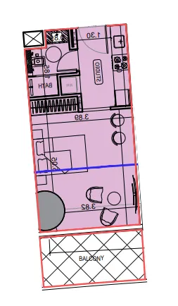 Binghatti Hillviews Studio floor plan, 426 sqft