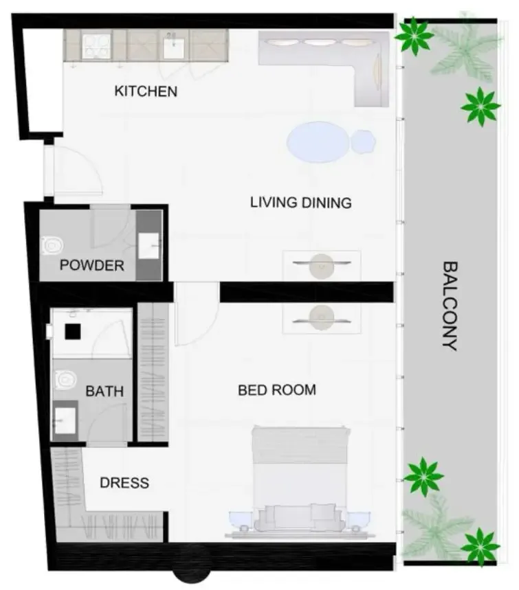 The Community Sports Arena 1 bed floor plan, 1,019 sqft