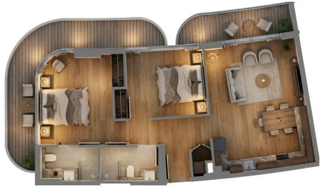 Manarina by Zenith 2 bed floor plan, 1,124 sqft