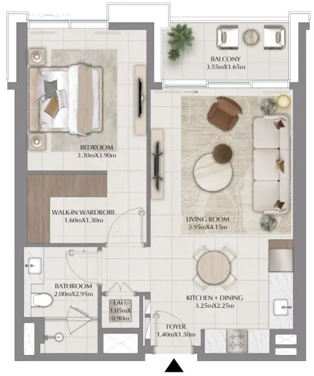Terra Woods 1 bed floor plan, 764 sqft