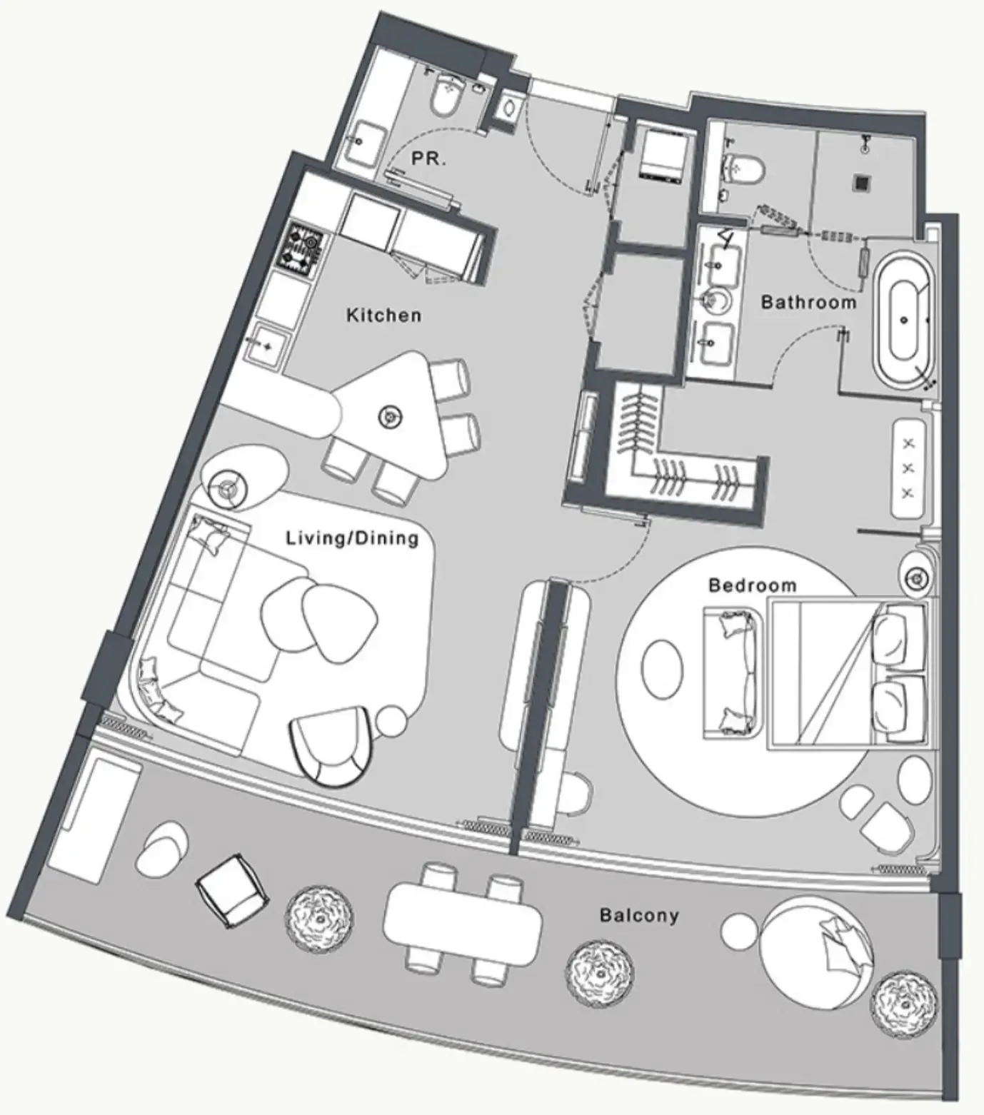 JW Marriott Residences and Resort 1 bed floor plan, 1,201 sqft