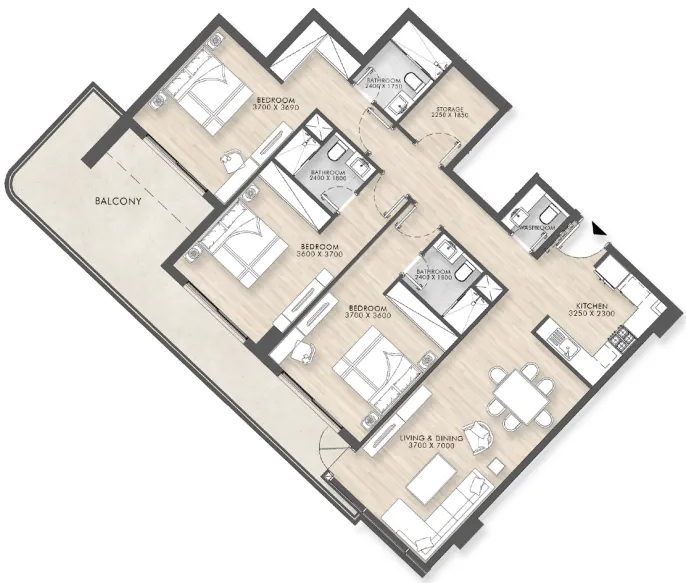 Capital Horizon Terraces 3 bed floor plan, 1,731 sqft