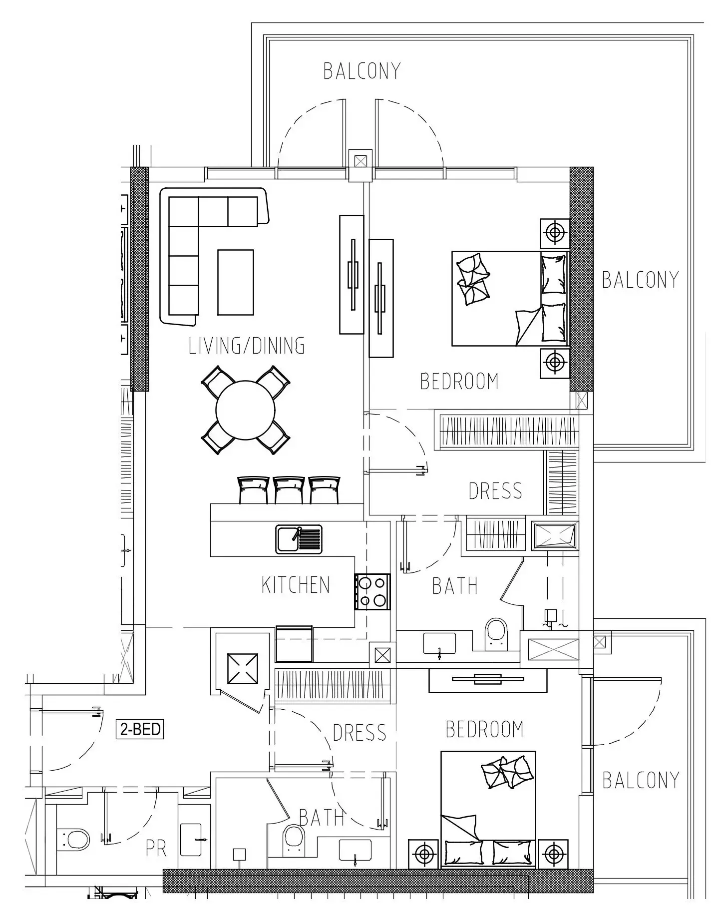 Damac Riverside Views 2 bed floor plan, 1,369 – 1,422 sqft