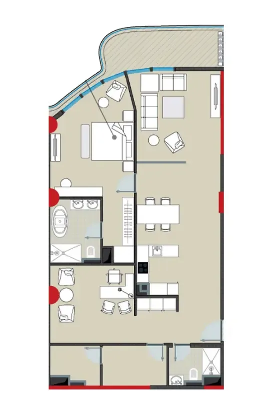 NEXT Coral 1 bed floor plan, 1,399 sqft