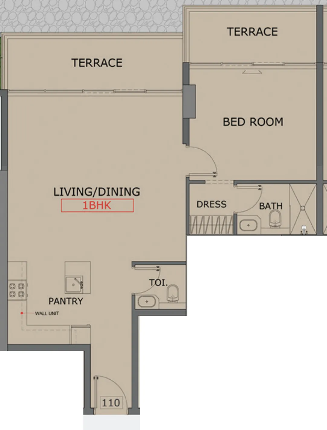 Floarea Skies 1 bed floor plan, 960 sqft