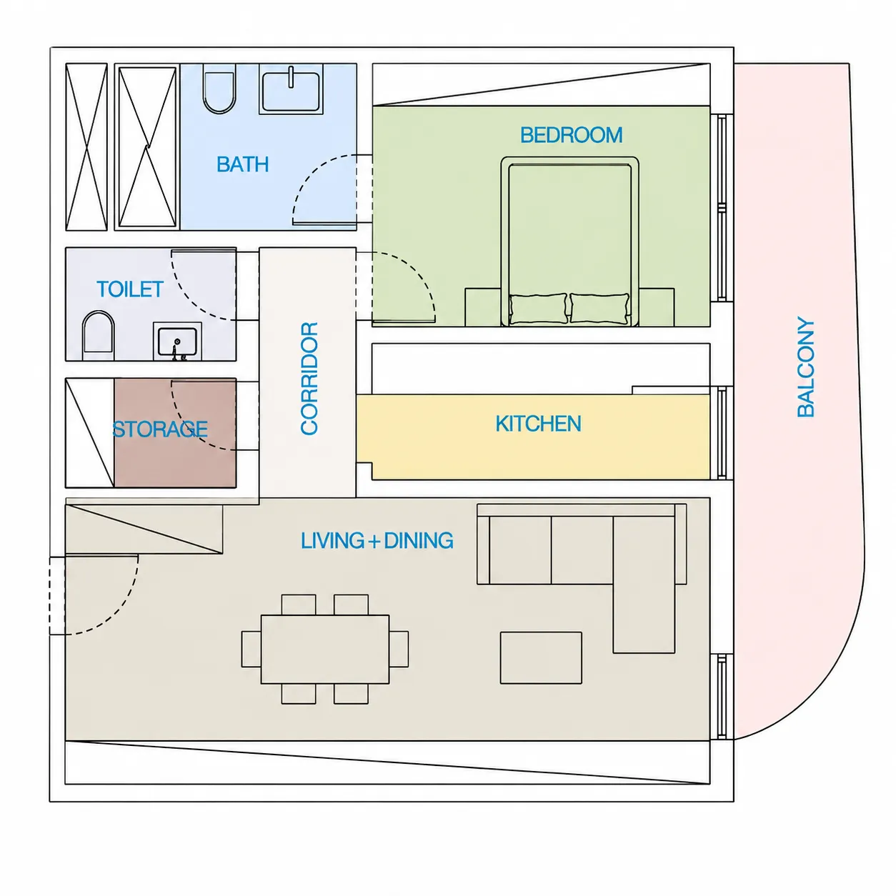 Uptown Muscat 1 bed floor plan, 653 – 1,130 sqft