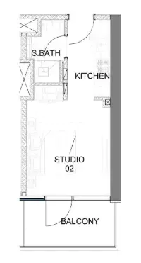 Damac Safa Gate Studio floor plan, 392 sqft