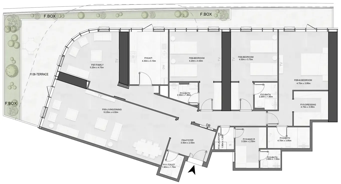Joud Tower 3 bed floor plan, 3,287 sqft
