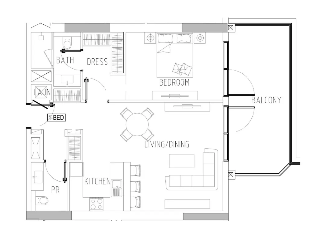 Damac Riverside Views 1 bed floor plan, 967 sqft