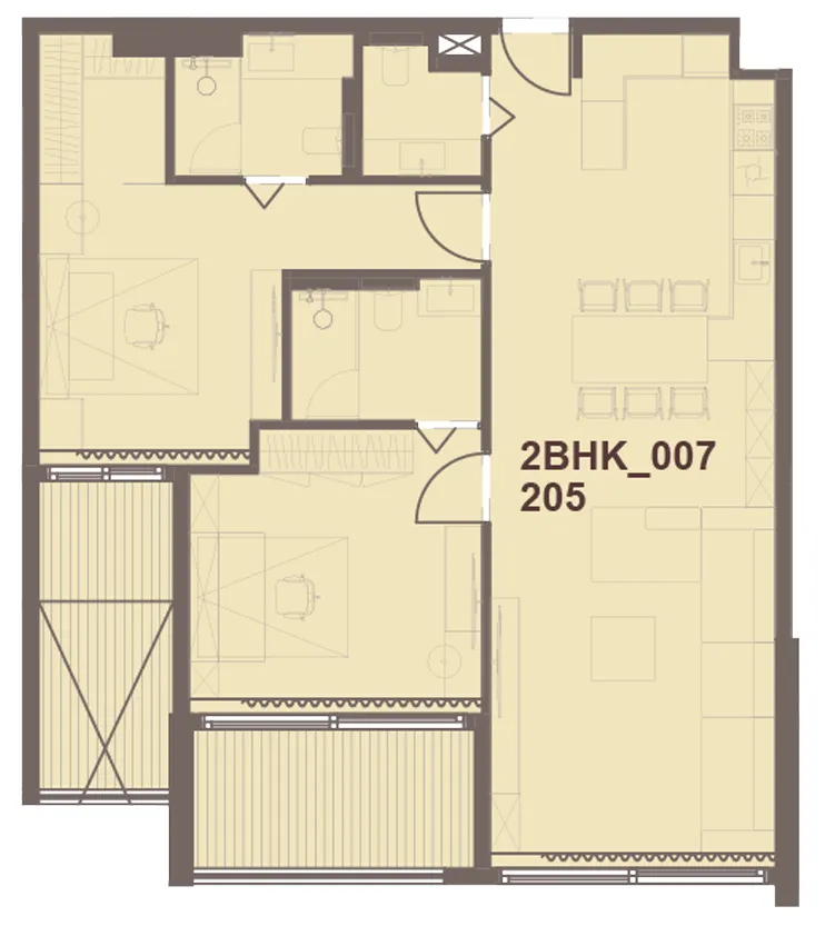 J-Haus Residence 2 bed floor plan, 1,122 – 1,185 sqft