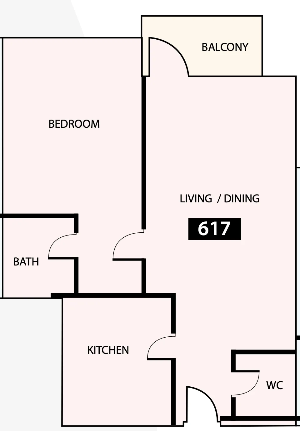 Paradise View 1 1 bed floor plan, 805 sqft