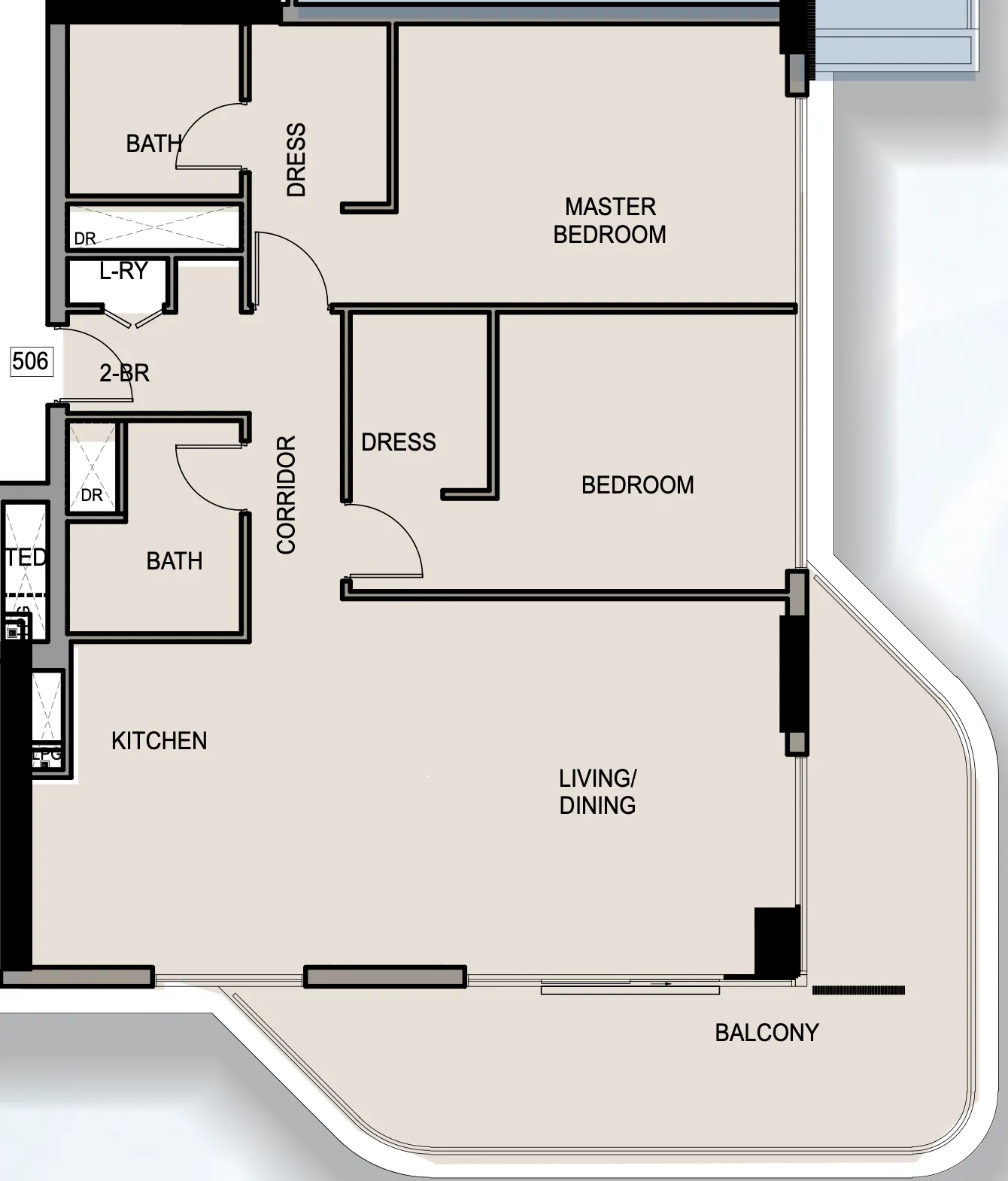 Edgewater Residences 1, 2 and 3 2 bed floor plan, 1,550 sqft