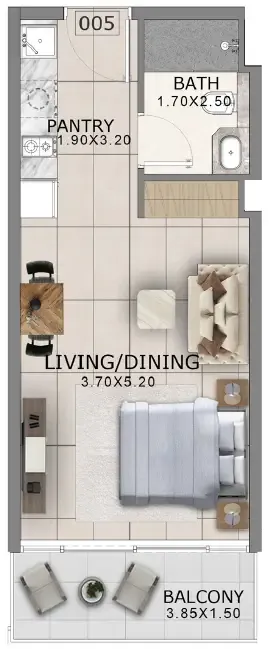Arlington Park 2 Studio floor plan, 420 – 421 sqft