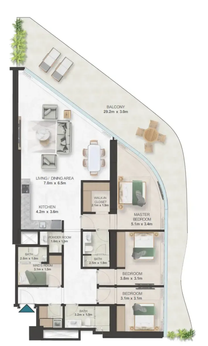 Oystra 3 bed floor plan, 2,361 sqft