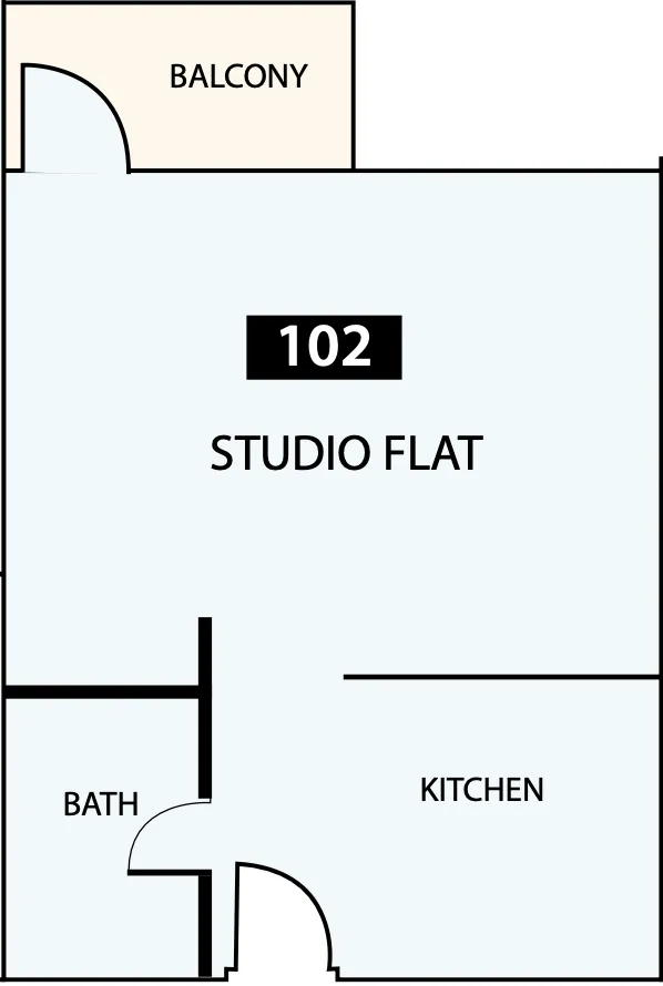 Paradise View 1 Studio floor plan, 501 sqft