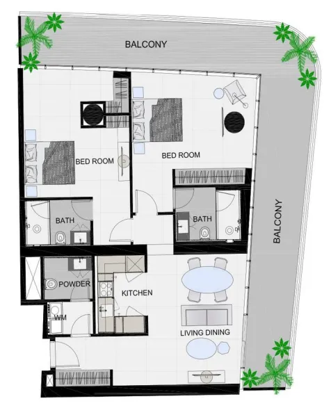 The Community Sports Arena 2 bed floor plan, 1,644 sqft