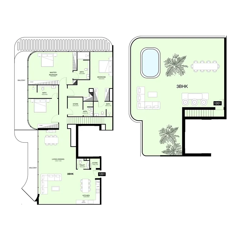 Villa Del Gavi 3 bed floor plan, 4,584 sqft