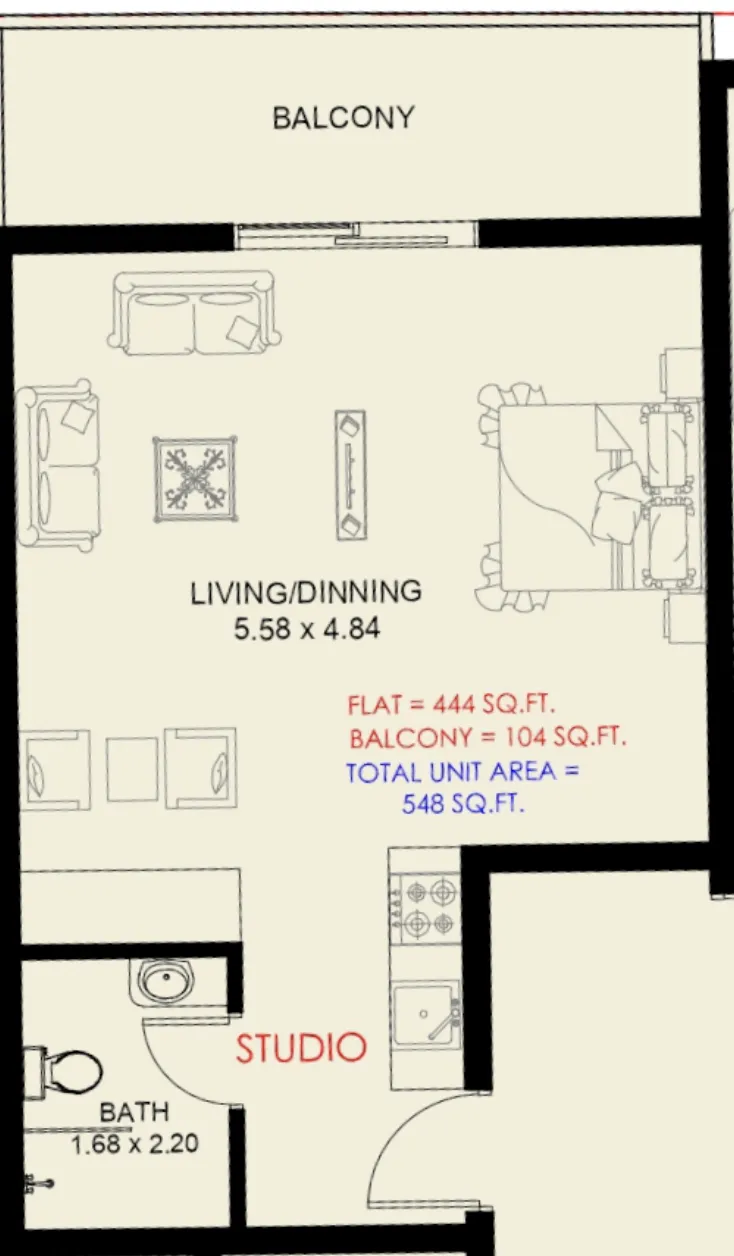 Astra South 2 bed floor plan, 1,043 sqft