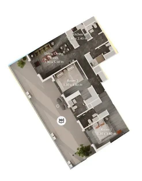 Bab Al Qasr Garden Residences 65 2 bed floor plan, 1,571 sqft