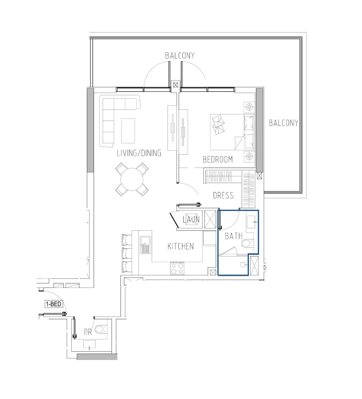 Damac Riverside Views 1 bed floor plan, 1,091 sqft