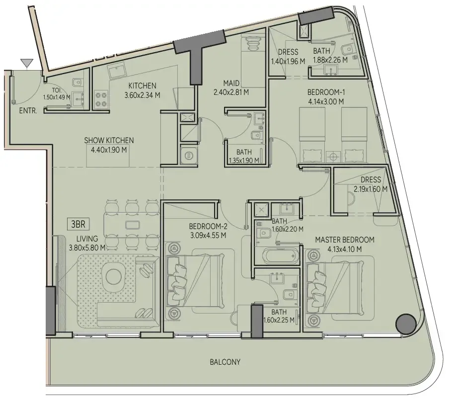 Weston by Wadan Phase 1 & 2 3 bed floor plan, 1,550 – 1,600 sqft