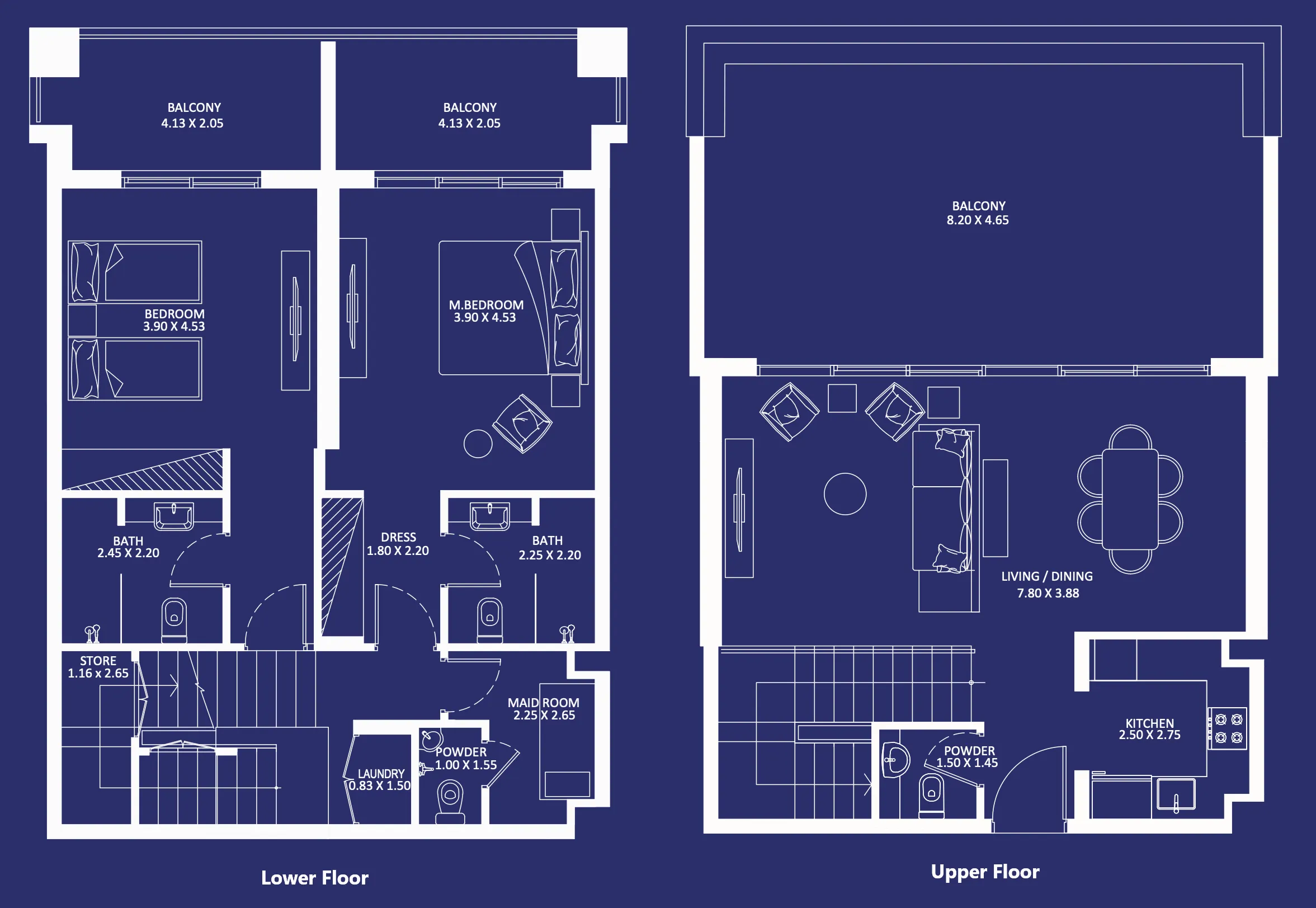 Eleganz 2 bed floor plan, 1,850 sqft