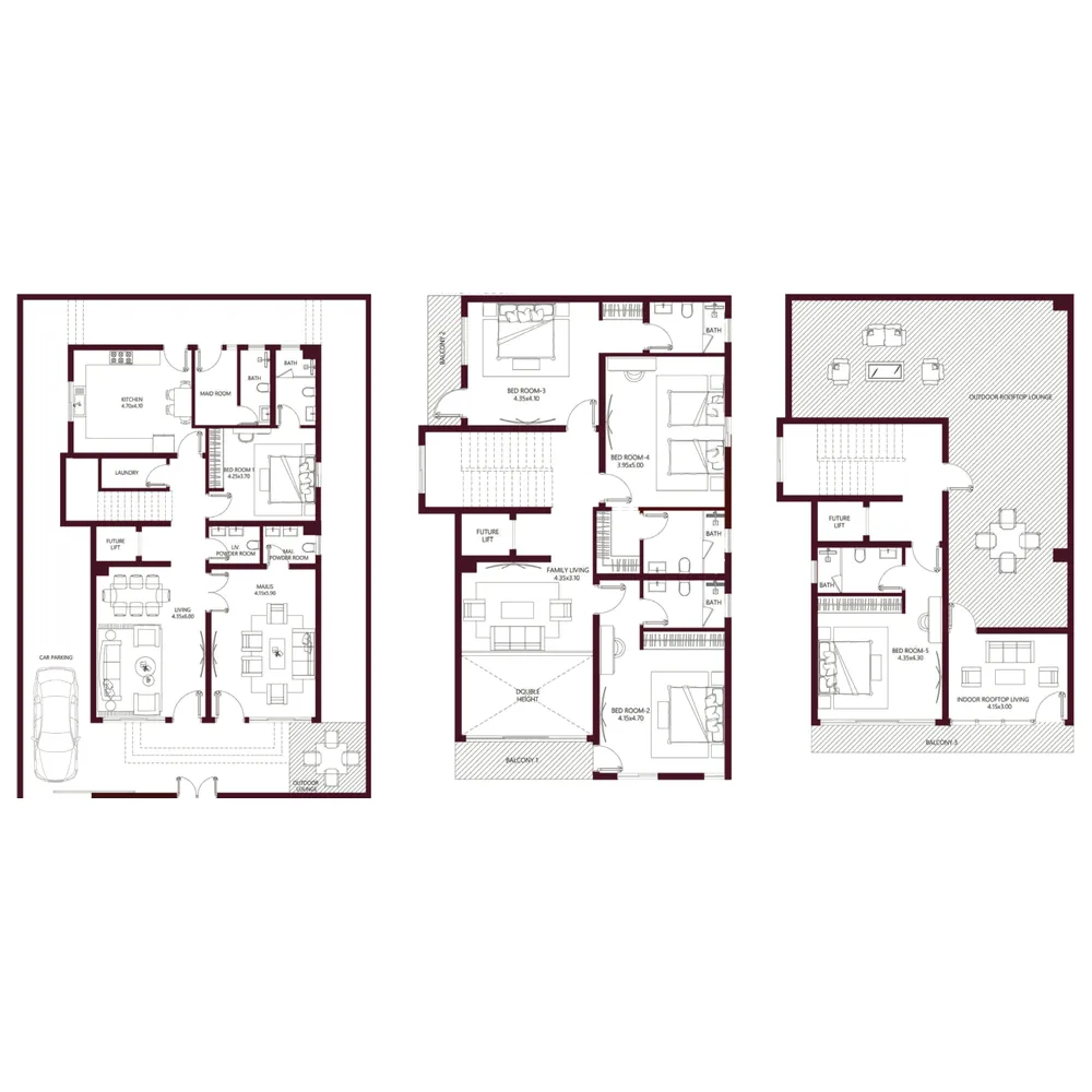 Kabbali Hills 5 bed floor plan, 4,006 sqft