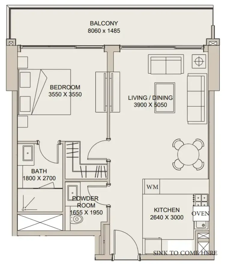 Nirvana Residences 1 1 bed floor plan, 776 sqft