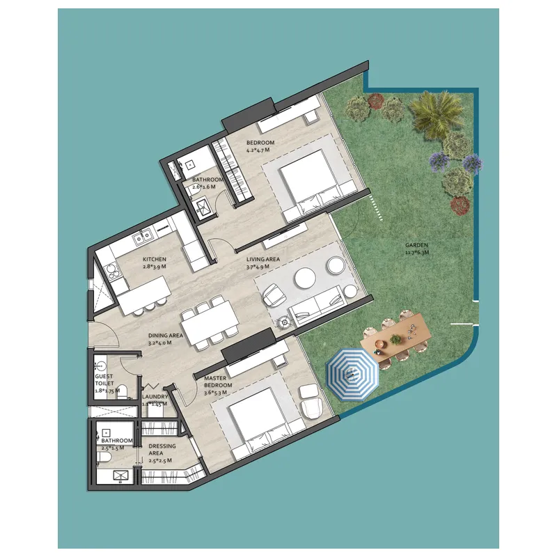 Vistal by Victoria Swarovski 2 bed floor plan, 1,890 sqft